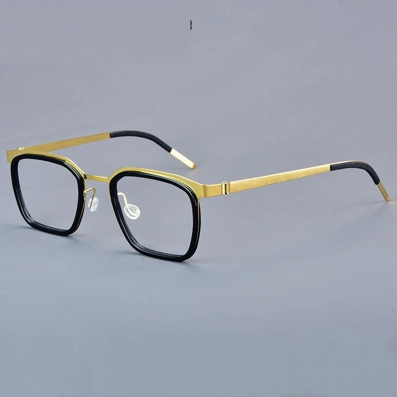 Bobbie Women's Full Rim Square Titanium Acetate Eyeglasses 976569 - Gold Black