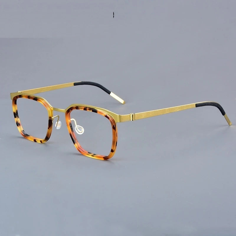 Bobbie Women's Full Rim Square Titanium Acetate Eyeglasses 976569 - Gold Tortoise