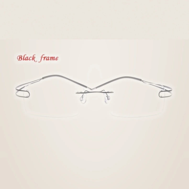 Brightzone Unisex Rimless Square Titanium Eyeglasses 674022 - Black