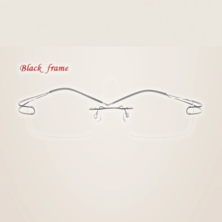 Brightzone Unisex Rimless Square Titanium Eyeglasses 674022 - Black