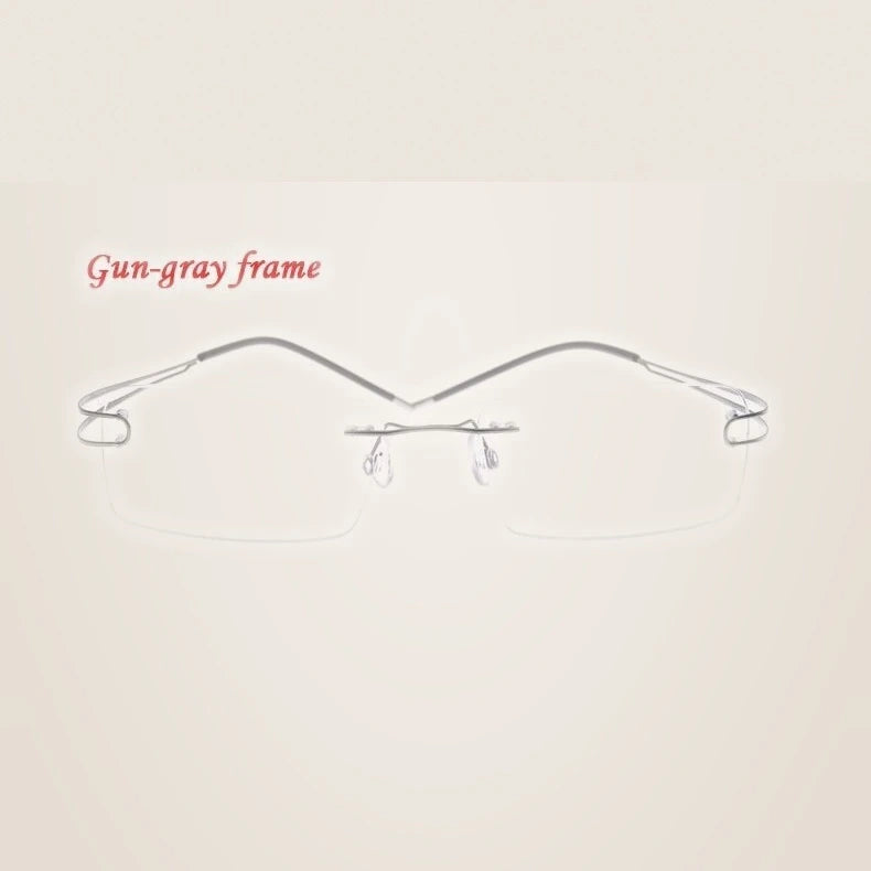 Brightzone Unisex Rimless Square Titanium Eyeglasses 674022 - Gray