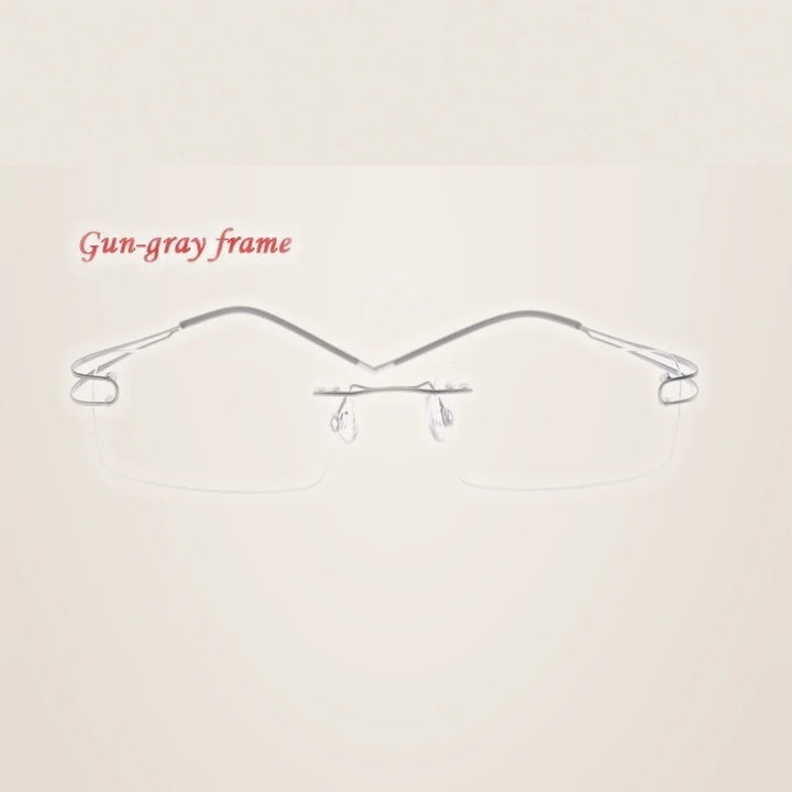 Brightzone Unisex Rimless Square Titanium Eyeglasses 674022 - Gray
