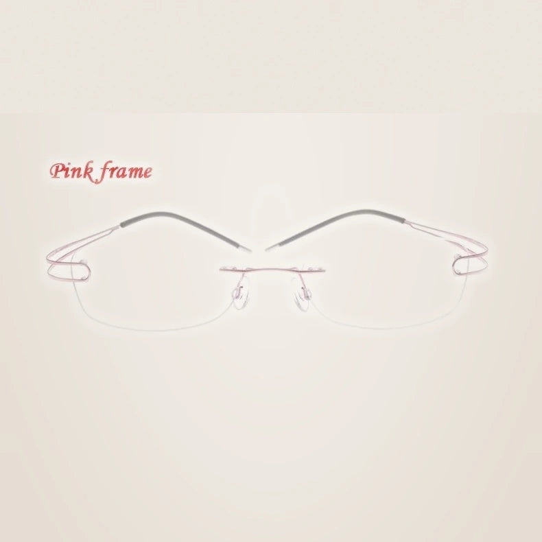 Brightzone Unisex Rimless Square Titanium Eyeglasses 674022 - Pink