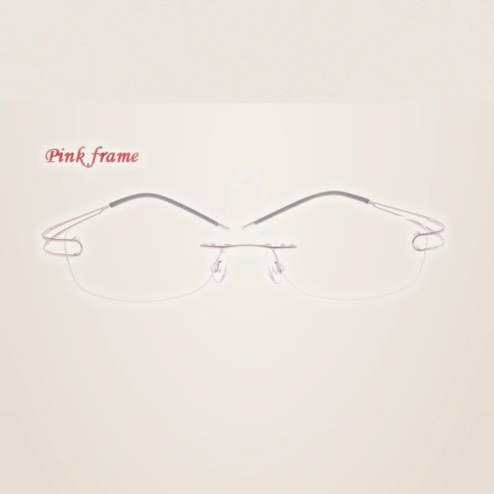 Brightzone Unisex Rimless Square Titanium Eyeglasses 674022 - Pink