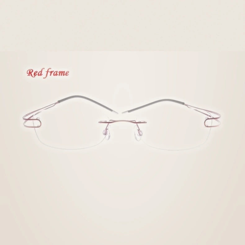 Brightzone Unisex Rimless Square Titanium Eyeglasses 674022 - Red