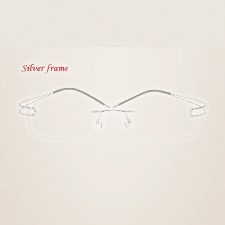 Brightzone Unisex Rimless Square Titanium Eyeglasses 674022 - Silver