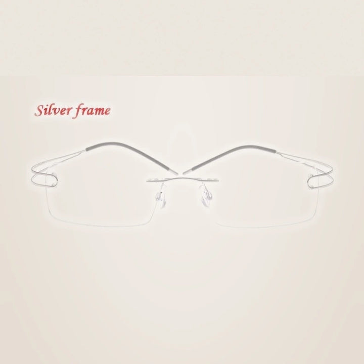 Brightzone Unisex Rimless Square Titanium Eyeglasses 674022 - Silver