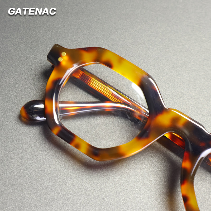 Gatenac Unisex Full Rim Flat Top Oval Acetate Reading Glasses 29002 — view 2 | Gatenac at FuzWeb