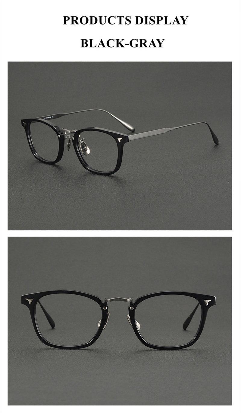 Chashma Ochki Unisex Full Rim Square Acetate Titanium Eyeglasses 881554.
