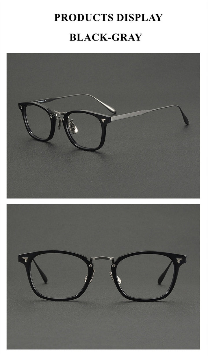 Chashma Ochki Unisex Full Rim Square Acetate Titanium Eyeglasses 881554.