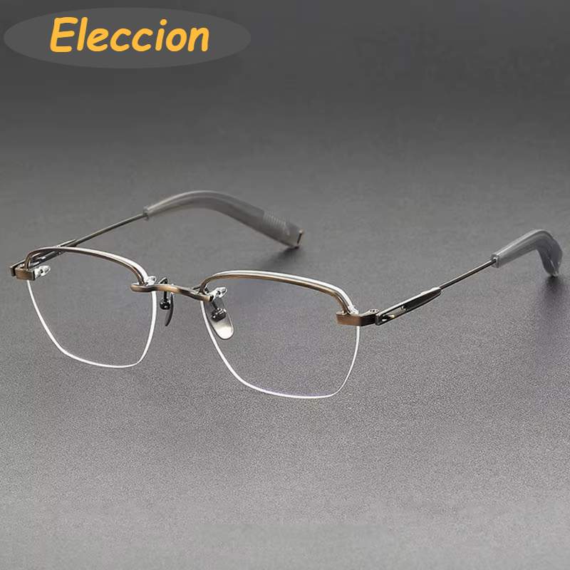 Eleccion Unisex Rimless Flat Top Polygon Titanium Eyeglasses 94423 Rimless Eleccion