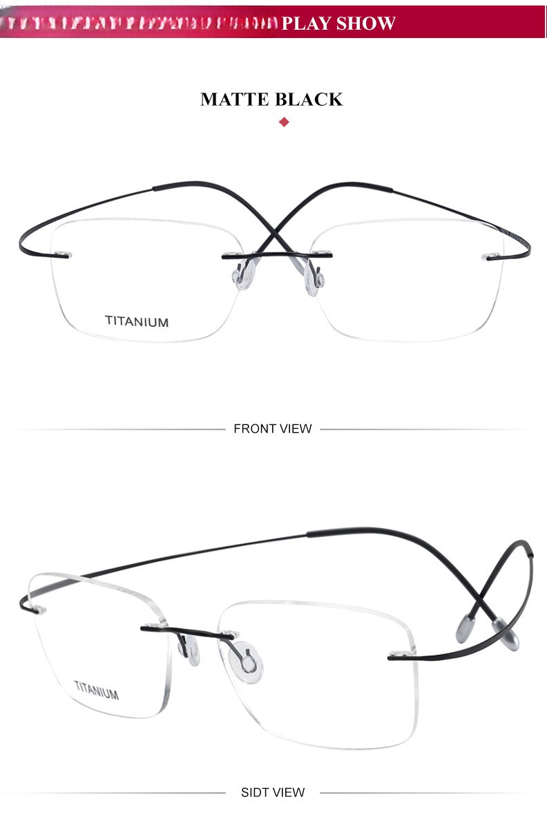 Chashma Unisex Rimless Polygon Square Titanium Eyeglasses 816016 — view 1 | Chashma at FuzWeb