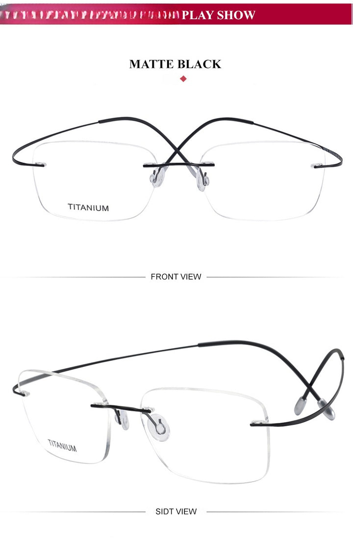 Chashma Unisex Rimless Polygon Square Titanium Eyeglasses 816016 — view 1 | Chashma at FuzWeb