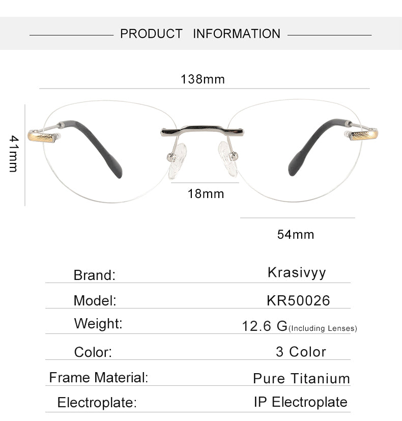 Krasivyy Womens Rimless Polygon Oval Titanium Eyeglasses 450026 — view 1 | Krasivyy at FuzWeb