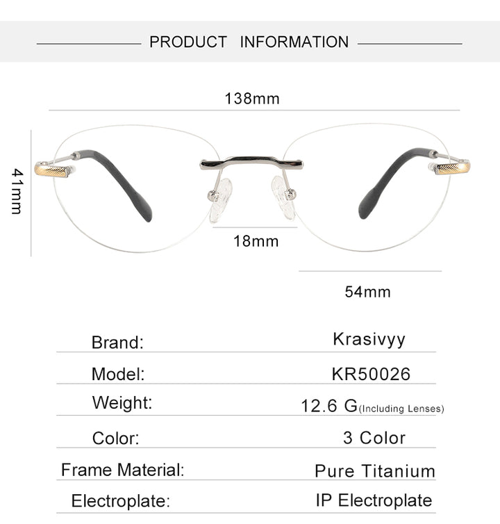 Krasivyy Womens Rimless Polygon Oval Titanium Eyeglasses 450026 — view 1 | Krasivyy at FuzWeb