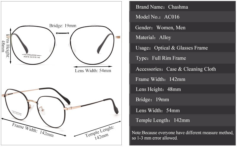 Chashma Ottica Unisex Full Rim Round Stainless Steel Eyeglasses Ac016 — view 1 | Chashma Ottica at FuzWeb