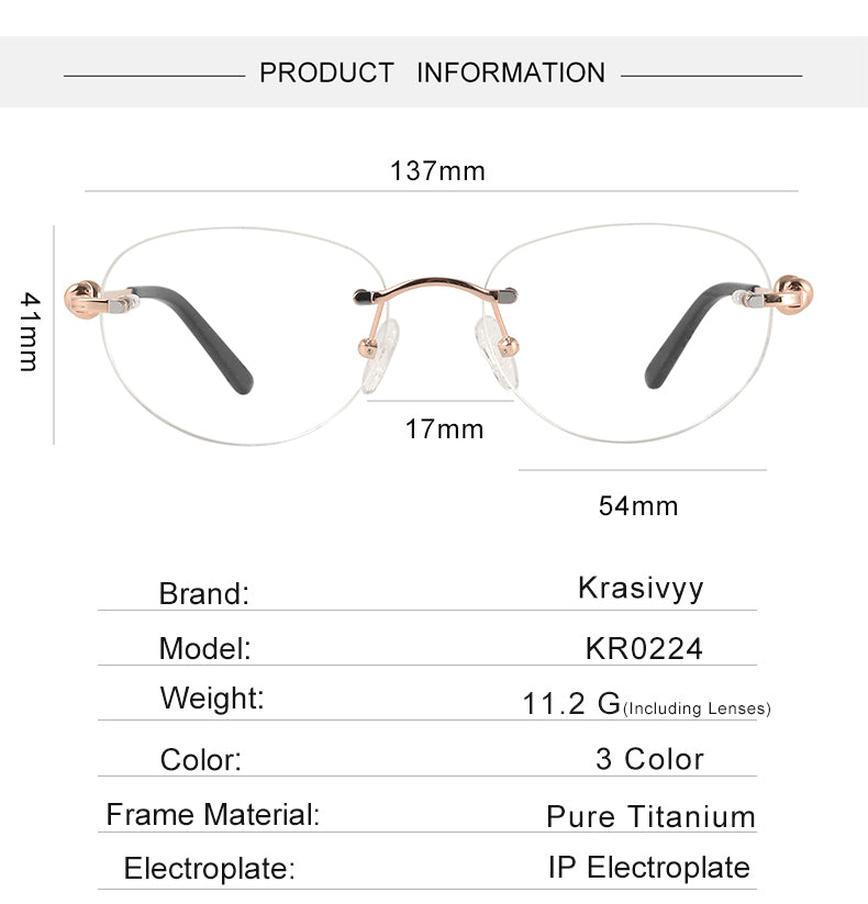 Krasivyy Womens Rimless Oval Round Titanium Eyeglasses 420224 — view 1 | Krasivyy at FuzWeb