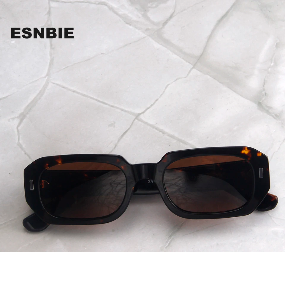 Esnbie Unisex Full Rim Square Thick Acetate Sunglasses 230451