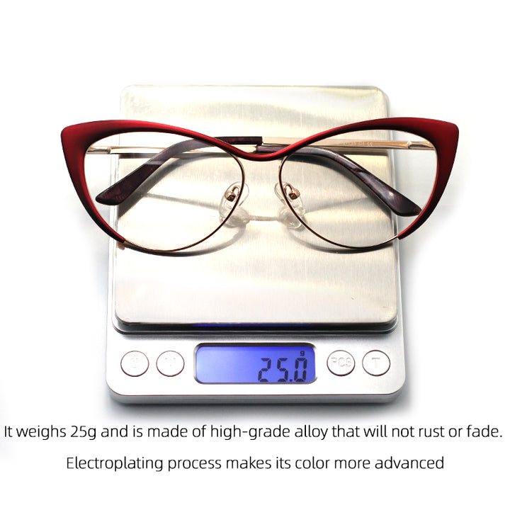 Laoyehui Womens Full Rim Gold Cat Eye Alloy Myopic Reading Glasses Anti-Blue 8077-1 — view 6 | Laoyehui at FuzWeb