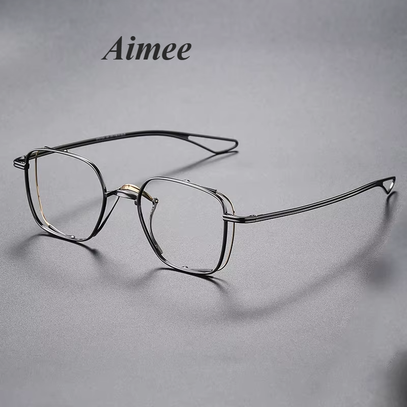 Aimee Unisex Full Rim Square Double Bridge Titanium Eyeglasses 842124