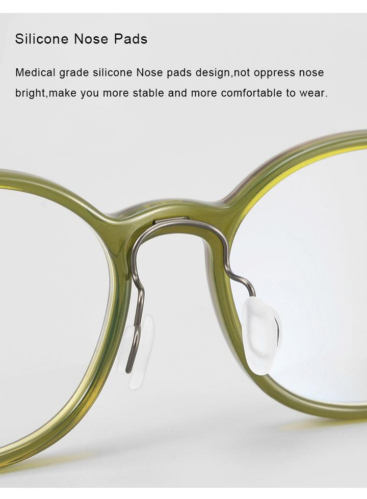 Krasivyy Unisex Full Rim Round Acetate Titanium Eyeglasses 45883.