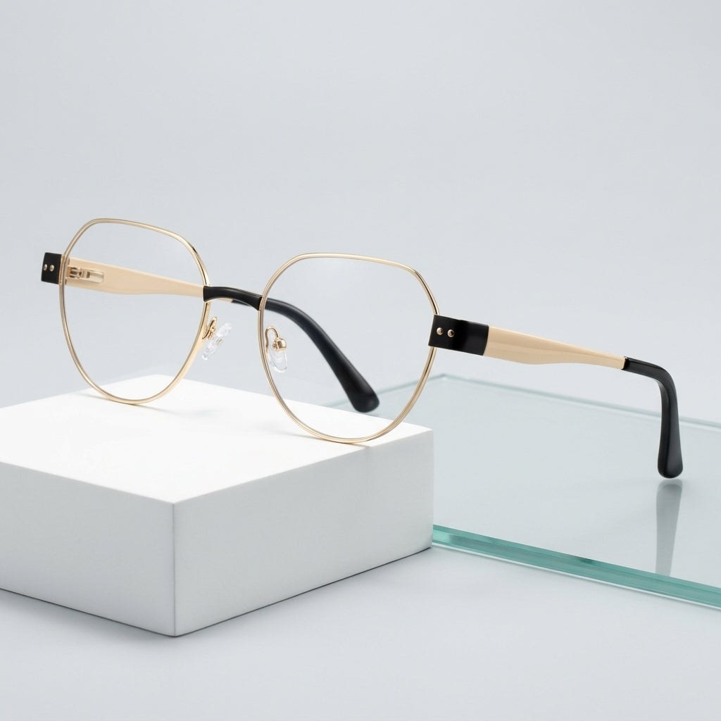 Vicky Women's Full Rim Flat Top Oval Alloy Tr 90 Reading Glasses 513174 - Luxury Studio View