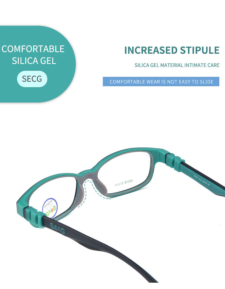 Secg Unisex Youth Full Rim Square Tr 90 Silicone Eyeglasses 3018.