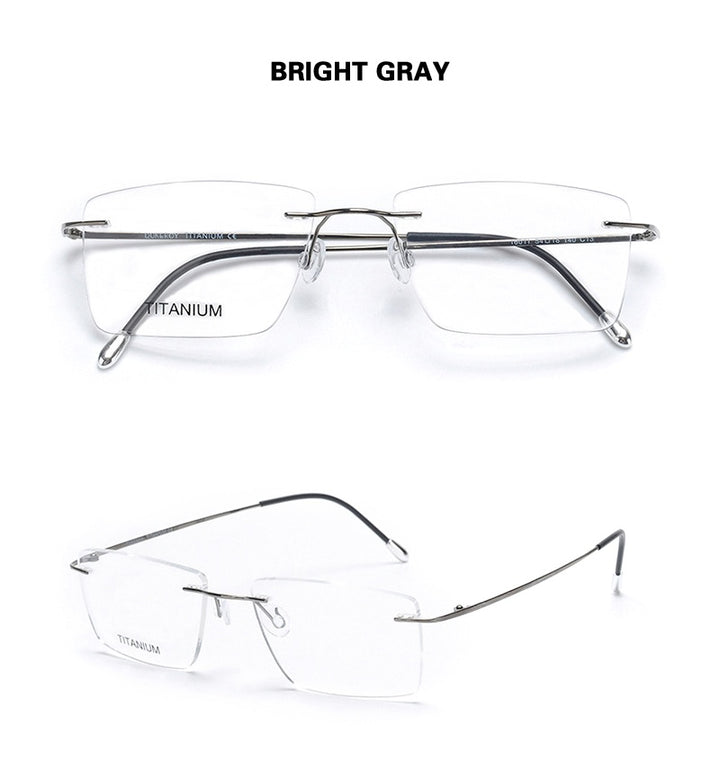 Chashma Ochki Unisex Rimless Square Titanium Eyeglasses 16011.