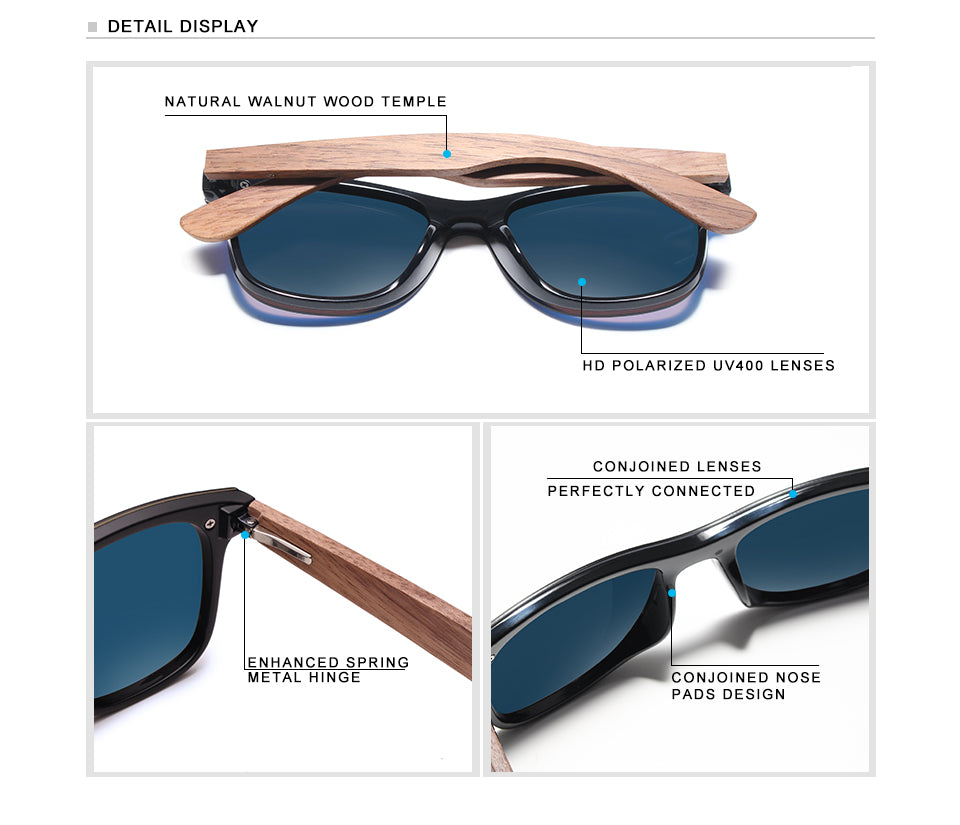 Kingsven Womens Full Rim Square Walnut Wood Sunglasses Nw5504 — view 1 | KingSeven at FuzWeb