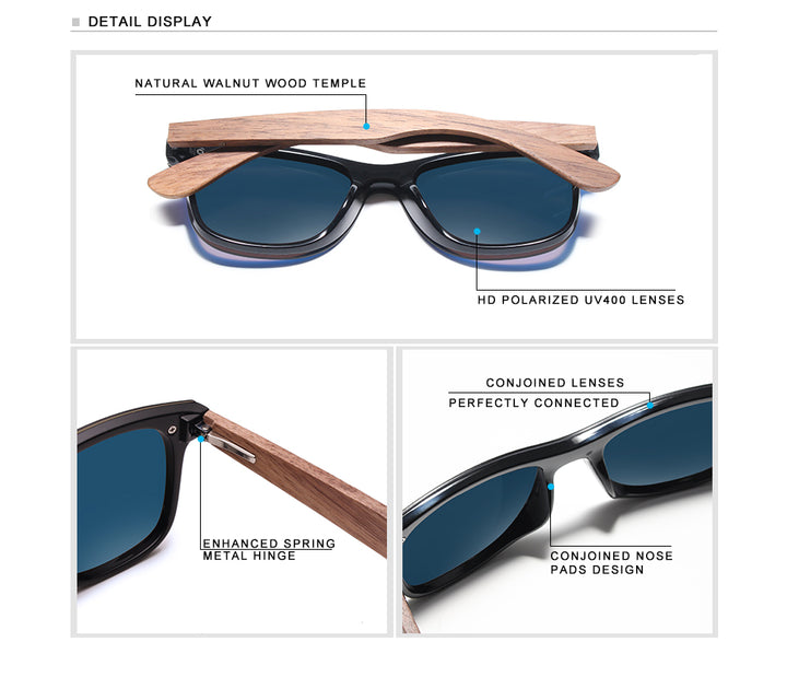 Kingsven Womens Full Rim Square Walnut Wood Sunglasses Nw5504 — view 1 | KingSeven at FuzWeb