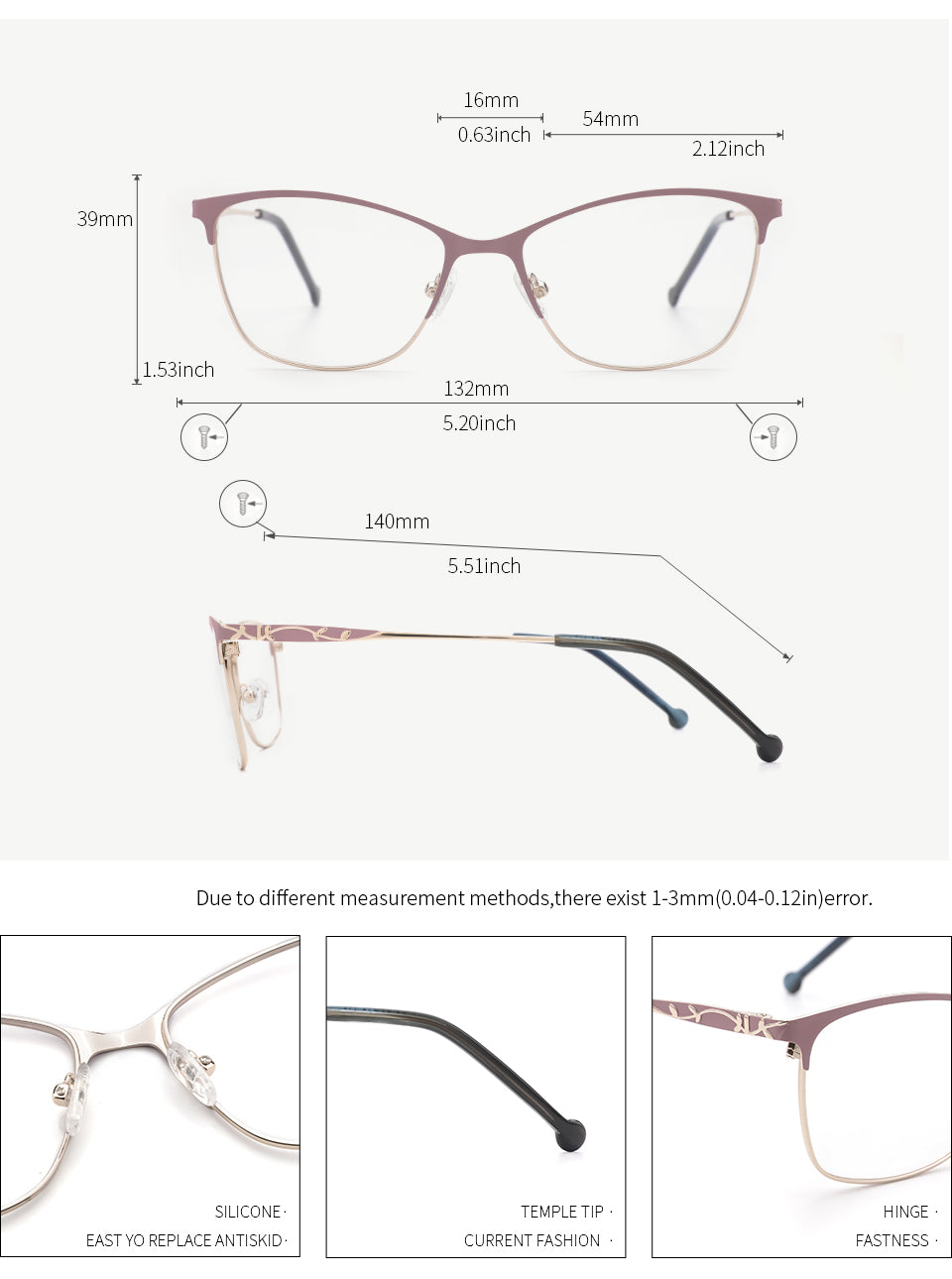 Kansept Womens Full Rim Square Alloy Acetate Reading Glasses 42198 — view 2 | Kansept at FuzWeb