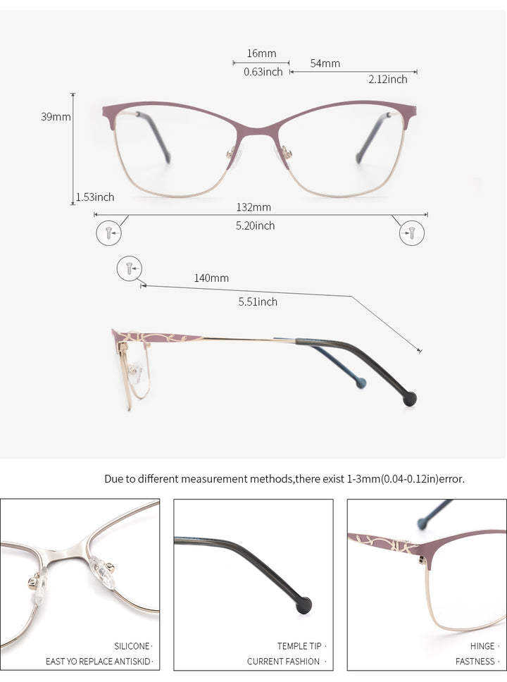 Kansept Womens Full Rim Square Alloy Acetate Reading Glasses 42198 — view 2 | Kansept at FuzWeb