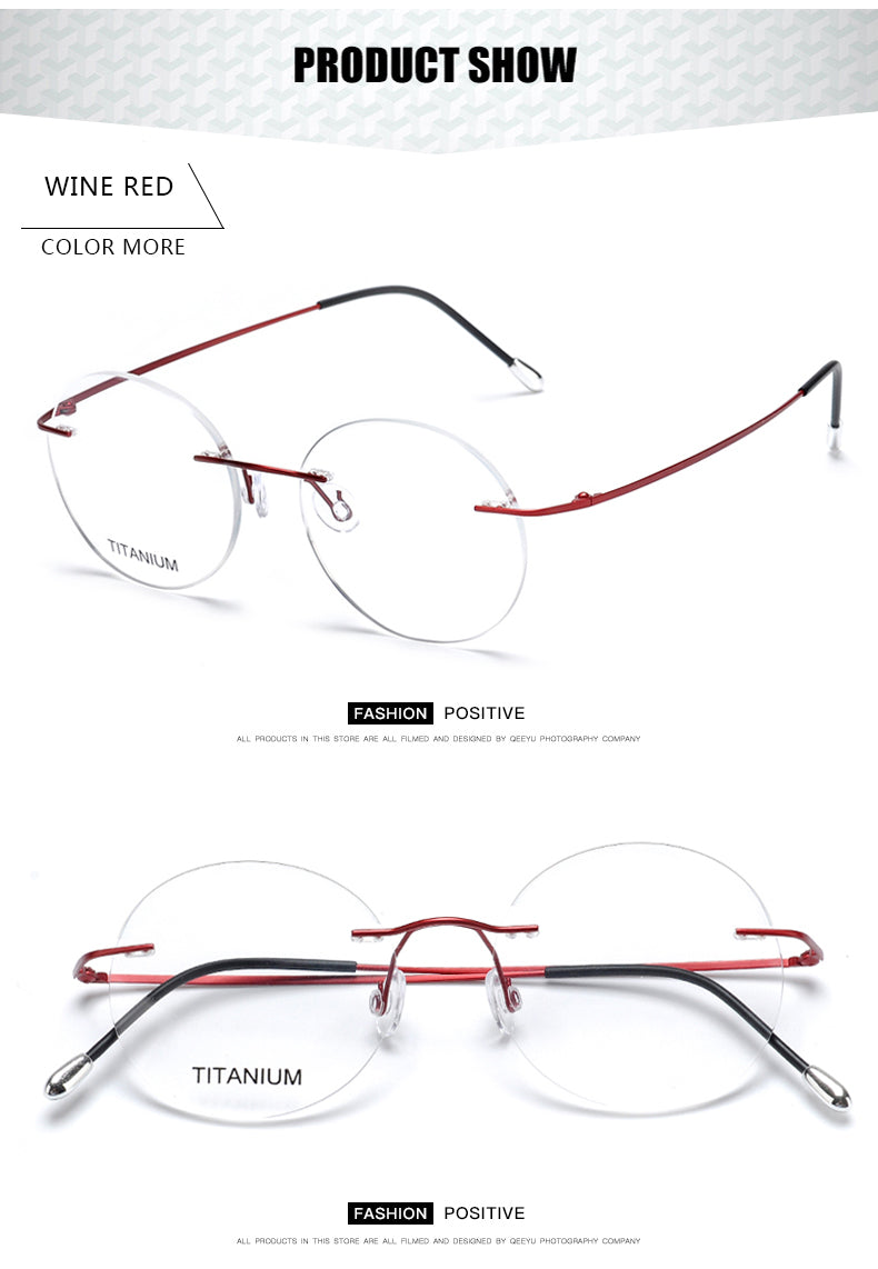 Krasivyy Unisex Rimless Round Titanium Eyeglasses Kr6012.