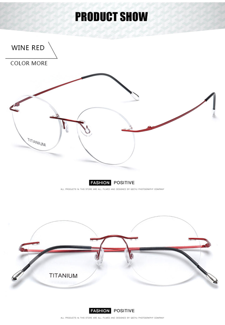 Krasivyy Unisex Rimless Round Titanium Eyeglasses Kr6012.