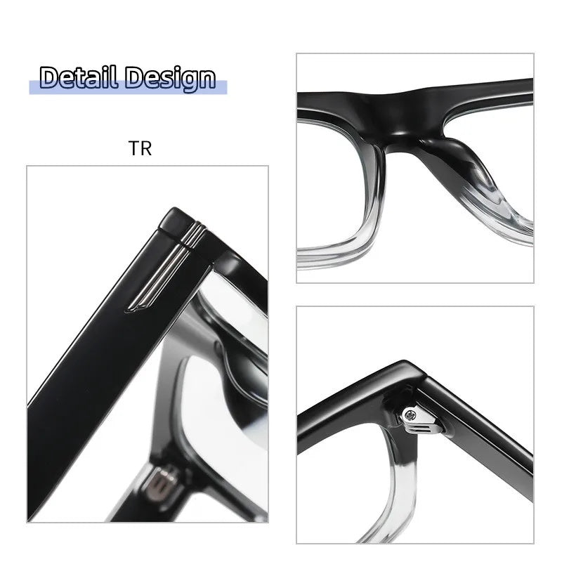 Kocolior Unisex Full Rim Square Acetate Hyperopic Reading Glasses 3394 — view 3 | Kocolior at FuzWeb