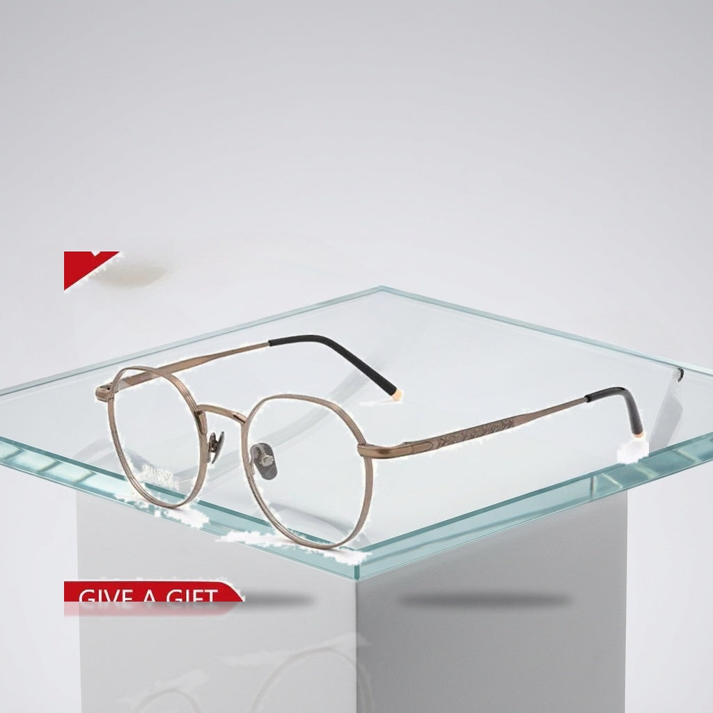 Vicky Women's Full Rim Flat Top Round Titanium Reading Glasses 69890 - Luxury Studio View
