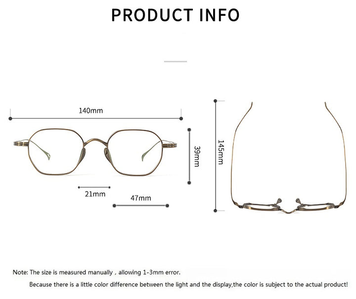 Bobbie Unisex Full Rim Polygon Titanium Eyeglasses Clip On Sunglasses 619917.