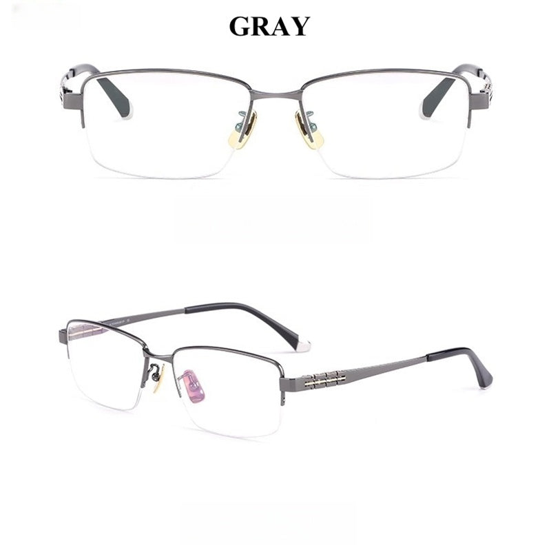 Chashma Ochki Unisex Semi Rim Square Titanium Eyeglasses 880038.