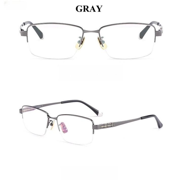 Chashma Ochki Unisex Semi Rim Square Titanium Eyeglasses 880038.