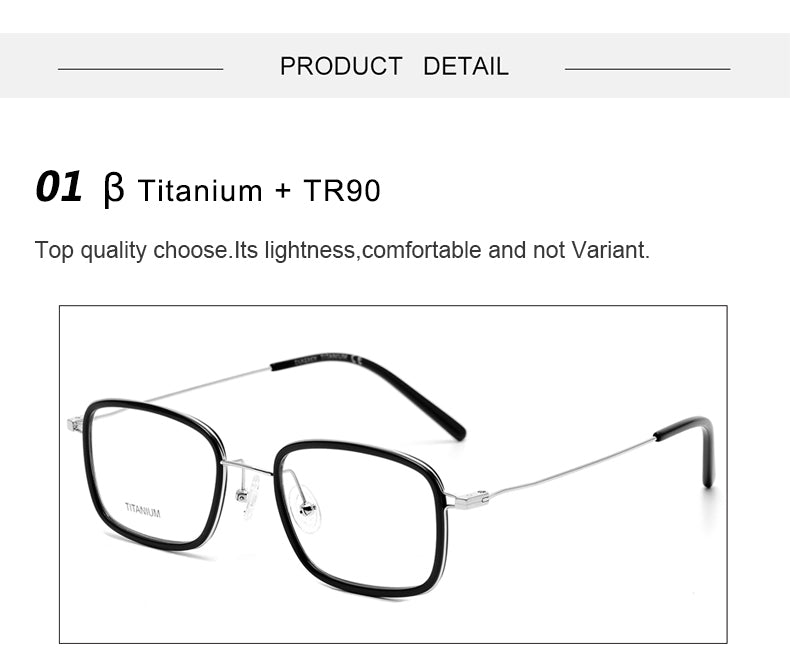 Krasivyy Unisex Full Rim Square Acetate Titanium Eyeglasses 16046.