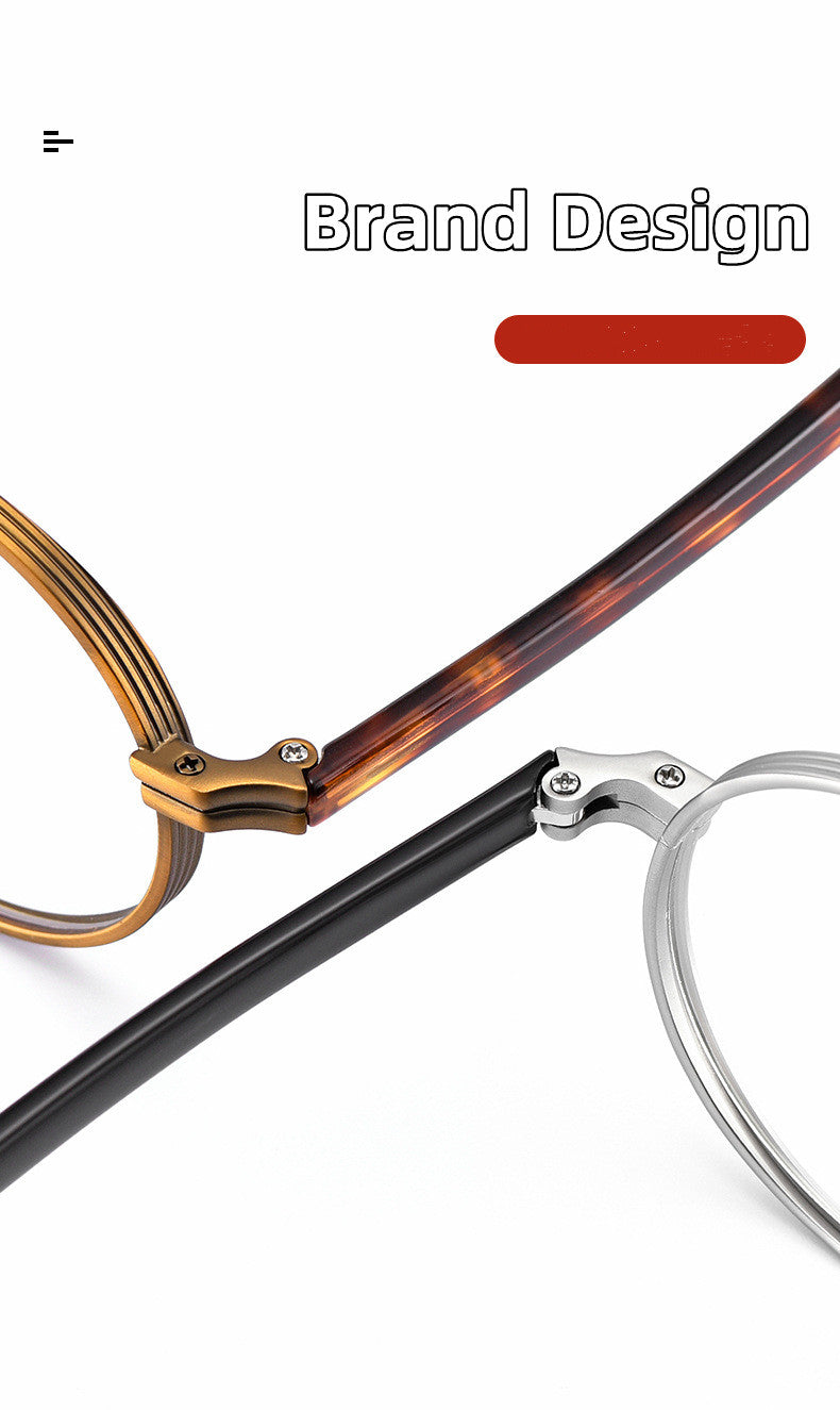 Kocolior Unisex Full Rim Small Round Titanium Hyperopic Reading Glasses 0881 — view 3 | Kocolior at FuzWeb
