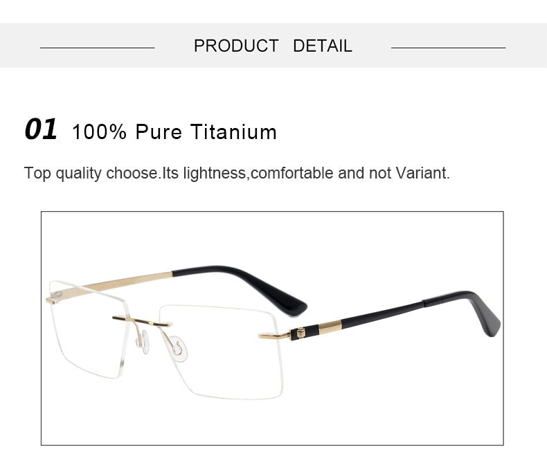 Krasivyy Unisex Rimless Square Screwless Titanium Eyeglasses 95015.