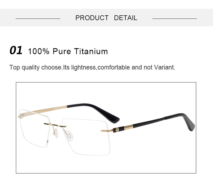 Krasivyy Unisex Rimless Square Screwless Titanium Eyeglasses 95015.