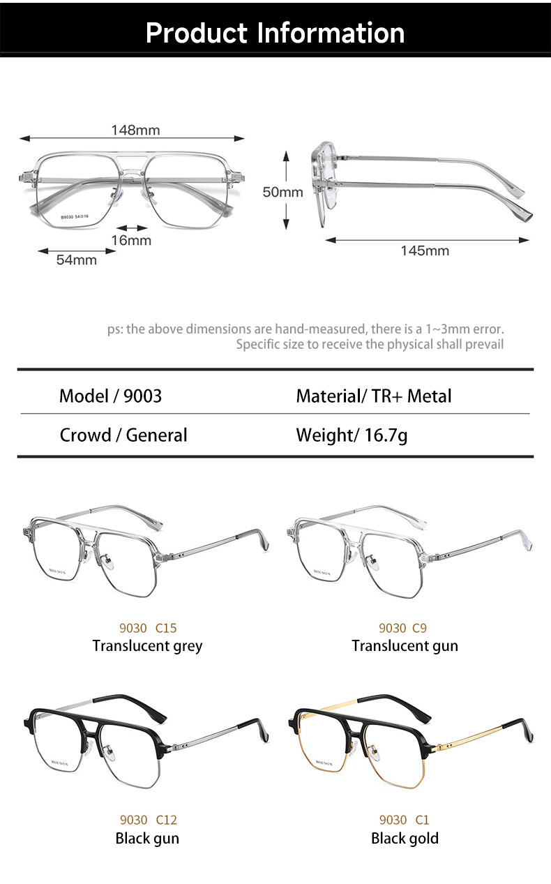 Vicky Mens Full Rim Square Double Bridge Tr 90 Alloy Reading Glasses 639030 — view 1 | Vicky at FuzWeb