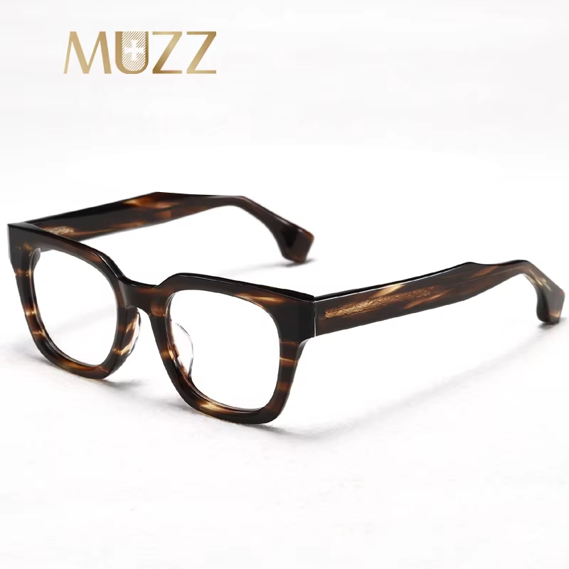 Muzz Men's Full Rim Square Thick Acetate Temple Eyeglasses 842729 Full Rim Muzz