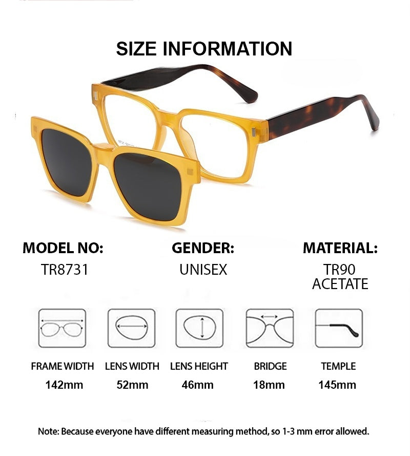 Chashma Ochki Unisex Full Rim Square Tr 90 Acetate Eyeglasses Clip On Sunglasses 938731 — view 1 | Chashma Ochki at FuzWeb