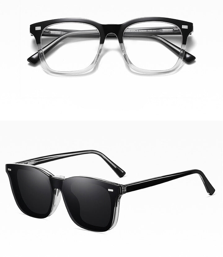 CCSpace Womens Full Rim Square Tr 90 Alloy Eyeglasses Clip On Sunglasses 304051 — view 2 | CCspace at FuzWeb