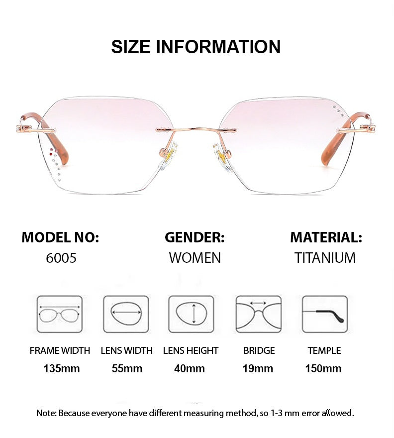 Chashma Ottica Womens Rimless Polygon Titanium Eyeglasses 416005 — view 1 | Chashma Ottica at FuzWeb