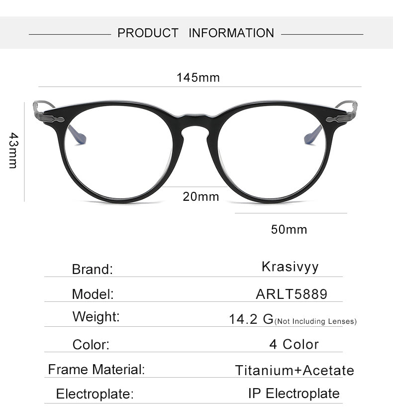 Krasivyy Unisex Full Rim Round Titanium Acetate Eyeglasses 715889.