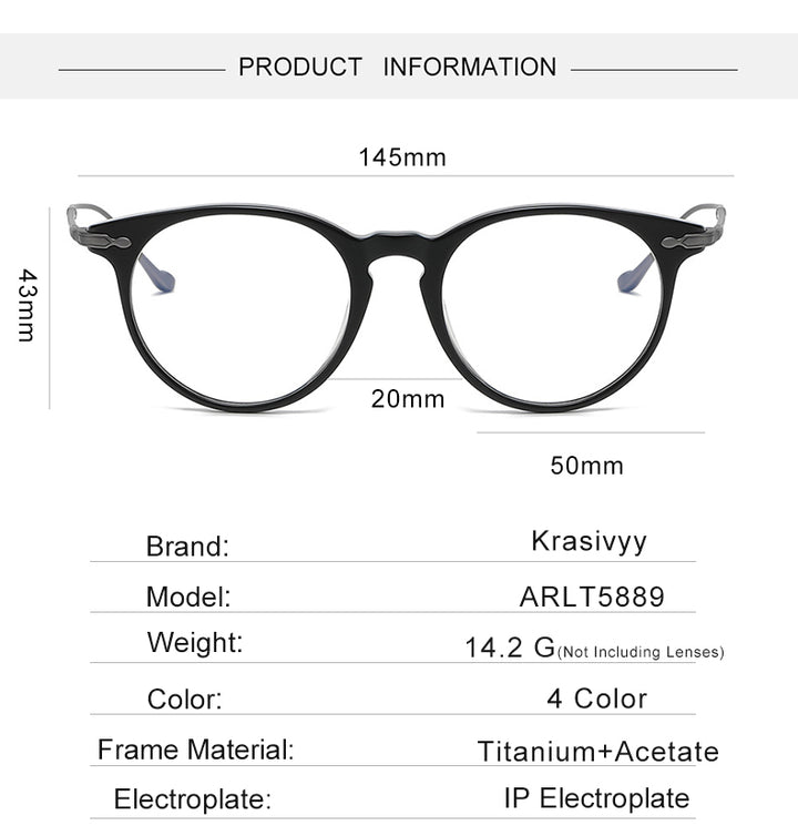 Krasivyy Unisex Full Rim Round Titanium Acetate Eyeglasses 715889.
